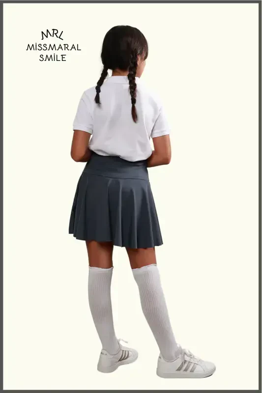 Antratsit Shortli Etek Yuqori Bel Hovuz-dengiz Sport Va Kundalik Foydalanish Skirt With Shorts 4101-ANTRASIT - 5