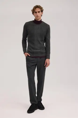Antratsit Slim Fit naqshli Velosiped yoqali Trikotaj - JAKAMEN (1)