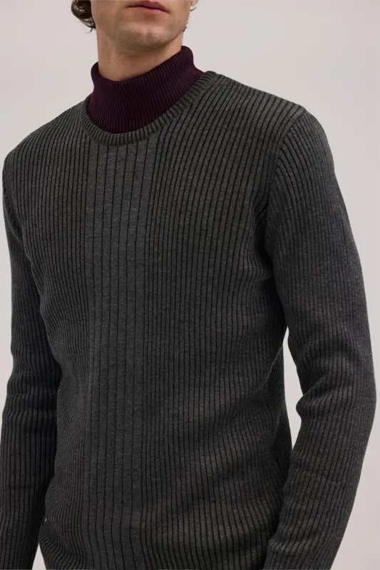 Antratsit Slim Fit naqshli Velosiped yoqali Trikotaj - 3