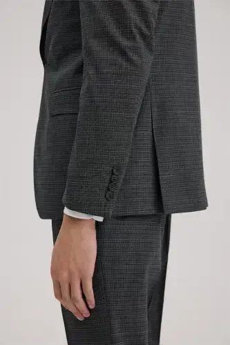 Antratsit Slim Fit Qaldirgʻoch Yoqali Nimchali Kombinli Kostyum - 5