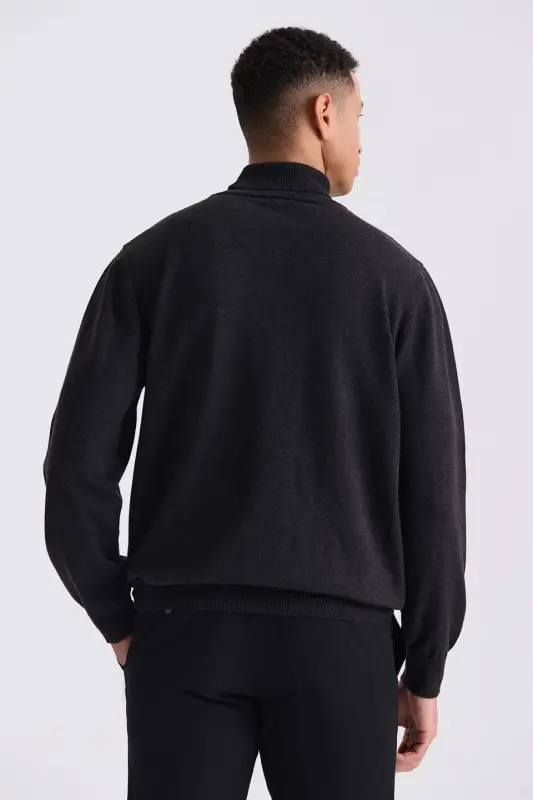 Antratsit Slim Fit To'liq Balon Yoqali Triko Kozok - 4