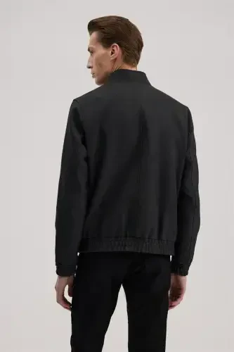 Antratsit Slim Fit Yagona Yoqali Cho'ntakli Kurtka Ko'rinishidagi Palto - 4