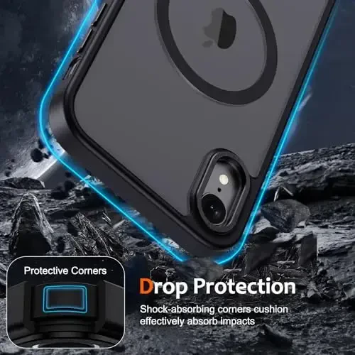 Anuck Case for iPhone 11 Case Magnetic Phone Case Compatible with MagSafe, Soft TPU Bumper Hard Translucent Matte Back Slim Fit Shockproof Protective Cover for Men Women Girls - Black - 9