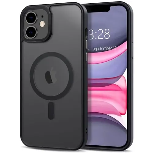 Anuck Case for iPhone 11 Case Magnetic Phone Case Compatible with MagSafe, Soft TPU Bumper Hard Translucent Matte Back Slim Fit Shockproof Protective Cover for Men Women Girls - Black - ANUCK