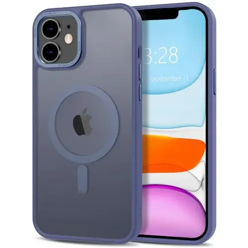 Anuck Case for iPhone 11 Case Magnetic Phone Case Compatible with MagSafe, Soft TPU Bumper Hard Translucent Matte Back Slim Fit Shockproof Protective Cover for Men Women Girls - Blue - 1