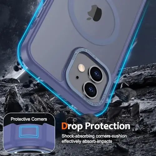 Anuck Case for iPhone 11 Case Magnetic Phone Case Compatible with MagSafe, Soft TPU Bumper Hard Translucent Matte Back Slim Fit Shockproof Protective Cover for Men Women Girls - Blue - 4