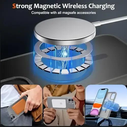 Anuck Case for iPhone 11 Case Magnetic Phone Case Compatible with MagSafe, Soft TPU Bumper Hard Translucent Matte Back Slim Fit Shockproof Protective Cover for Men Women Girls - Gray - 11