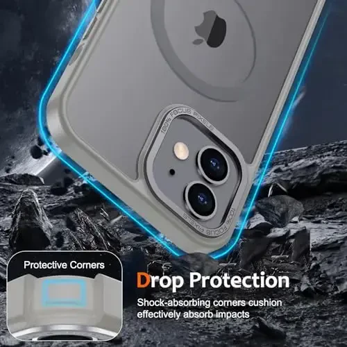 Anuck Case for iPhone 11 Case Magnetic Phone Case Compatible with MagSafe, Soft TPU Bumper Hard Translucent Matte Back Slim Fit Shockproof Protective Cover for Men Women Girls - Gray - 4