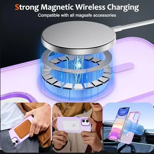 Anuck Case for iPhone 11 Case Magnetic Phone Case Compatible with MagSafe, Soft TPU Bumper Hard Translucent Matte Back Slim Fit Shockproof Protective Cover for Men Women Girls - Light Purple - 2