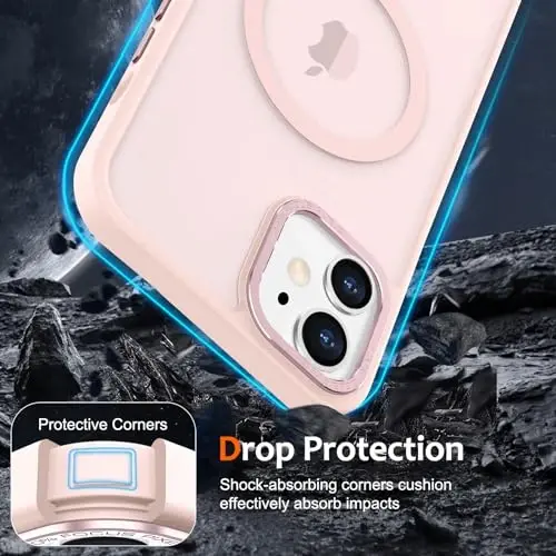Anuck Case for iPhone 11 Case Magnetic Phone Case Compatible with MagSafe, Soft TPU Bumper Hard Translucent Matte Back Slim Fit Shockproof Protective Cover for Men Women Girls - Pink - 4