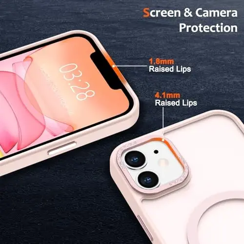 Anuck Case for iPhone 11 Case Magnetic Phone Case Compatible with MagSafe, Soft TPU Bumper Hard Translucent Matte Back Slim Fit Shockproof Protective Cover for Men Women Girls - Pink - 3