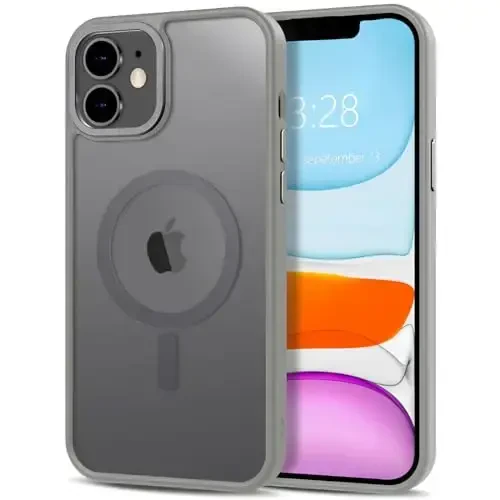 Anuck Case for iPhone 11 Case Magnetic Phone Case MagSafe bilan mos, Yumshoq TPU Bumper Qattiq Translusent Matte Orqa Slim Fit Zarba o'tkazmaydigan himoya qopqog'i Erkaklar Ayollar Qizlar uchun - Kulrang - ANUCK
