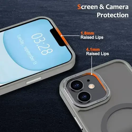 Anuck Case for iPhone 11 Case Magnetic Phone Case MagSafe bilan mos, Yumshoq TPU Bumper Qattiq Translusent Matte Orqa Slim Fit Zarba o'tkazmaydigan himoya qopqog'i Erkaklar Ayollar Qizlar uchun - Kulrang - 10