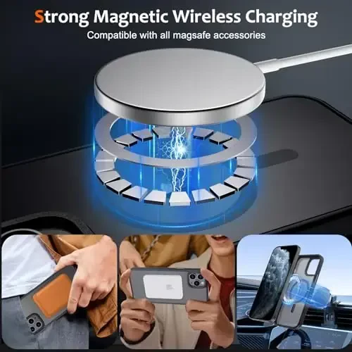 Anuck Case for iPhone 11 Pro Max Case Magnetic Phone Case Compatible with MagSafe, Soft TPU Bumper Hard Translucent Matte Back Slim Fit Shockproof Protective Cover for Men Women Girls - Black - 7