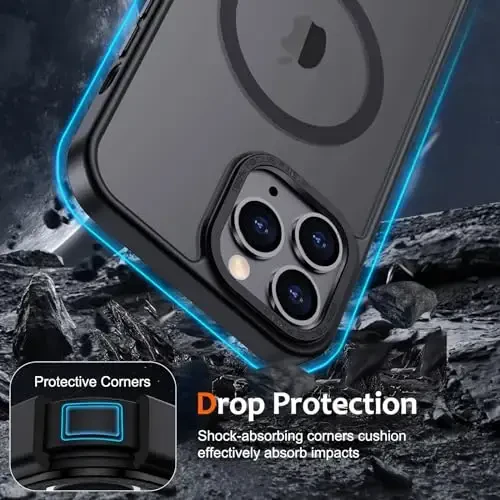 Anuck Case for iPhone 11 Pro Max Case Magnetic Phone Case Compatible with MagSafe, Soft TPU Bumper Hard Translucent Matte Back Slim Fit Shockproof Protective Cover for Men Women Girls - Black - 11