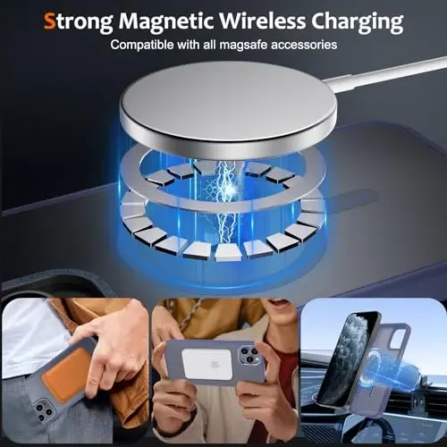 Anuck Case for iPhone 11 Pro Max Case Magnetic Phone Case Compatible with MagSafe, Soft TPU Bumper Hard Translucent Matte Back Slim Fit Shockproof Protective Cover for Men Women Girls - Blue - 2