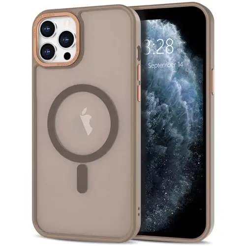 Anuck Case for iPhone 11 Pro Max Case Magnetic Phone Case Compatible with MagSafe, Soft TPU Bumper Hard Translucent Matte Back Slim Fit Shockproof Protective Cover for Men Women Girls - Brown - 1