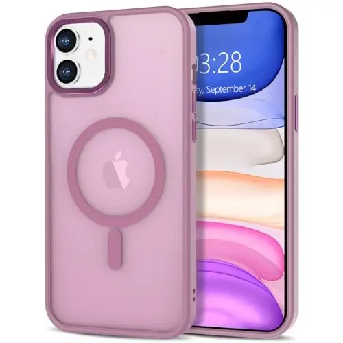 Anuck Case for iPhone 11 Pro Max Case Magnetic Phone Case Compatible with MagSafe, Soft TPU Bumper Hard Translucent Matte Back Slim Fit Shockproof Protective Cover for Men Women Girls - Grape Purple 