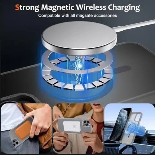 Anuck Case for iPhone 11 Pro Max Case Magnetic Phone Case Compatible with MagSafe, Soft TPU Bumper Hard Translucent Matte Back Slim Fit Shockproof Protective Cover for Men Women Girls - Gray - 2