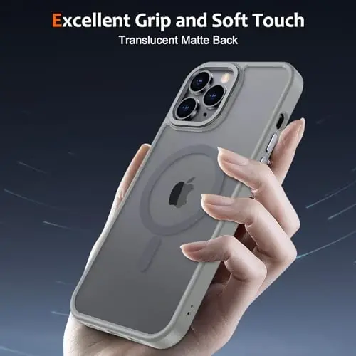 Anuck Case for iPhone 11 Pro Max Case Magnetic Phone Case Compatible with MagSafe, Soft TPU Bumper Hard Translucent Matte Back Slim Fit Shockproof Protective Cover for Men Women Girls - Gray - 5