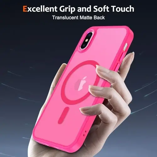 Anuck Case for iPhone 11 Pro Max Case Magnetic Phone Case Compatible with MagSafe, Soft TPU Bumper Hard Translucent Matte Back Slim Fit Shockproof Protective Cover for Men Women Girls - Hot Pink - 5