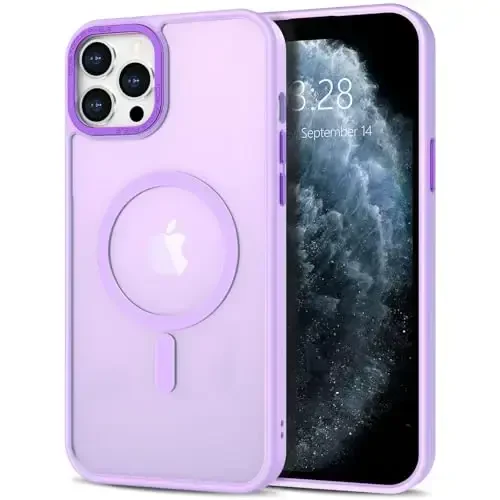 Anuck Case for iPhone 11 Pro Max Case Magnetic Phone Case Compatible with MagSafe, Soft TPU Bumper Hard Translucent Matte Back Slim Fit Shockproof Protective Cover for Men Women Girls - Light Purple - 1