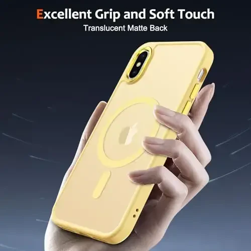 Anuck Case for iPhone 11 Pro Max Case Magnetic Phone Case Compatible with MagSafe, Soft TPU Bumper Hard Translucent Matte Back Slim Fit Shockproof Protective Cover for Men Women Girls - Yellow - 5