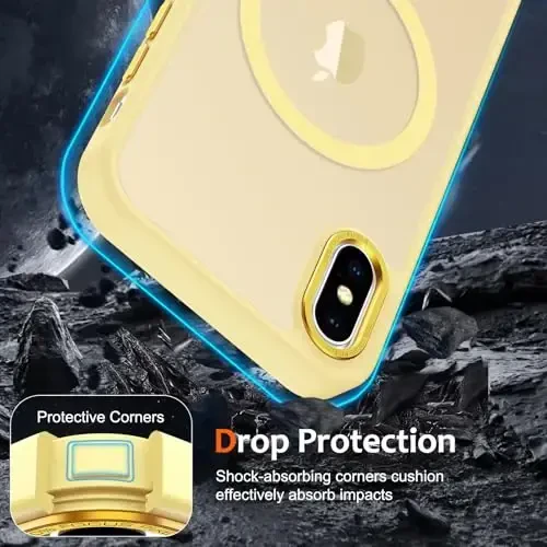 Anuck Case for iPhone 11 Pro Max Case Magnetic Phone Case Compatible with MagSafe, Soft TPU Bumper Hard Translucent Matte Back Slim Fit Shockproof Protective Cover for Men Women Girls - Yellow - 4
