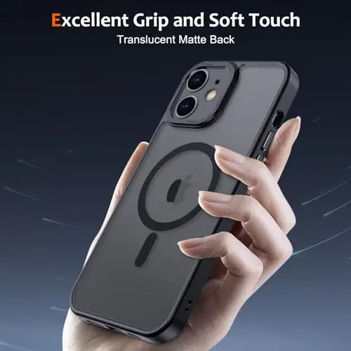 Anuck Case for iPhone 12 Case Magnetic Phone Case Compatible with MagSafe, Soft TPU Bumper Hard Translucent Matte Back Slim Fit Shockproof Protective Cover for Men Women Girls - Black - 2