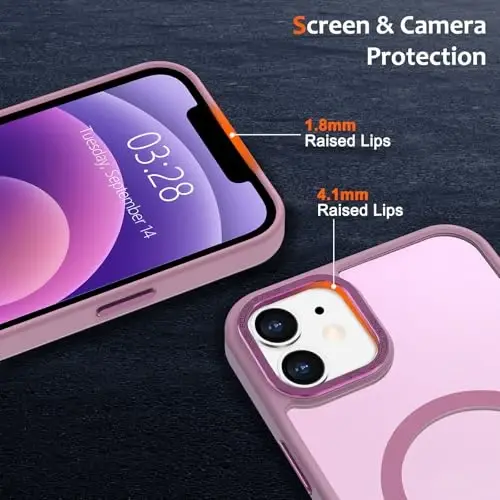 Anuck Case for iPhone 12 Case Magnetic Phone Case Compatible with MagSafe, Soft TPU Bumper Hard Translucent Matte Back Slim Fit Shockproof Protective Cover for Men Women Girls - Grape Purple - 3