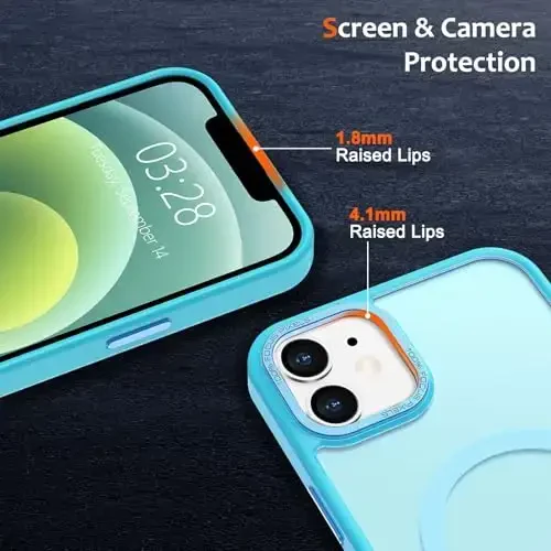 Anuck Case for iPhone 12 Case Magnetic Phone Case Compatible with MagSafe, Soft TPU Bumper Hard Translucent Matte Back Slim Fit Shockproof Protective Cover for Men Women Girls - Lake Blue - 3