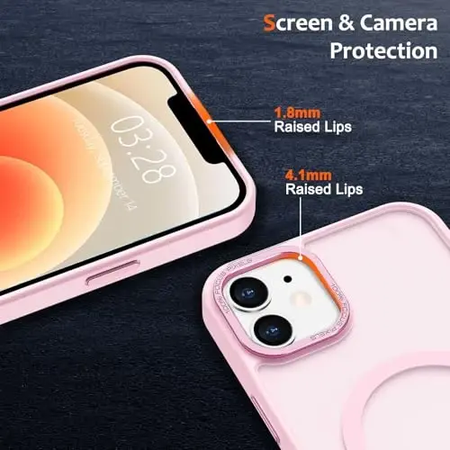 Anuck Case for iPhone 12 Case Magnetic Phone Case Compatible with MagSafe, Soft TPU Bumper Hard Translucent Matte Back Slim Fit Shockproof Protective Cover for Men Women Girls - Tender Pink - 3