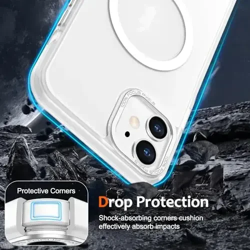 Anuck Case for iPhone 12 G'ilofi MagSafe bilan mos keladigan magnit telefon g'ilofi, yumshoq TPU bamperli qattiq shaffof mat orqa Slim Fit zarbga chidamli himoya qopqog'i erkaklar ayollar qizlar uchun - Oq - 7