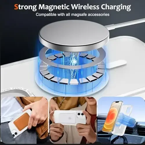 Anuck Case for iPhone 12 G'ilofi MagSafe bilan mos keladigan magnit telefon g'ilofi, yumshoq TPU bamperli qattiq shaffof mat orqa Slim Fit zarbga chidamli himoya qopqog'i erkaklar ayollar qizlar uchun - Oq - 2