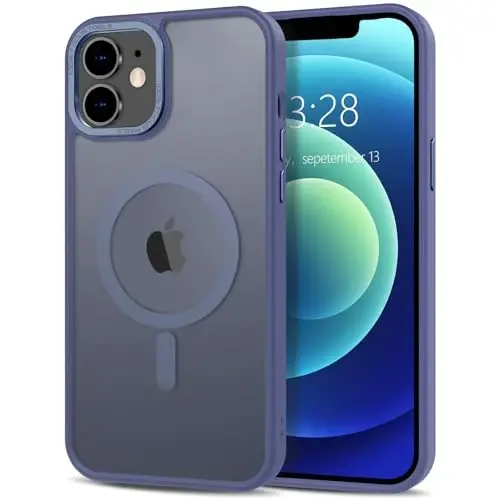 Anuck Case for iPhone 12 Mini Case Magnetic Phone Case Compatible with MagSafe, Soft TPU Bumper Hard Translucent Matte Back Slim Fit Shockproof Protective Cover for Men Women Girls - Blue - 12