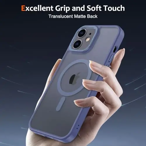 Anuck Case for iPhone 12 Mini Case Magnetic Phone Case Compatible with MagSafe, Soft TPU Bumper Hard Translucent Matte Back Slim Fit Shockproof Protective Cover for Men Women Girls - Blue - 8