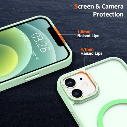 Anuck Case for iPhone 12 Mini Case Magnetic Phone Case Compatible with MagSafe, Soft TPU Bumper Hard Translucent Matte Back Slim Fit Shockproof Protective Cover for Men Women Girls - Green - 3