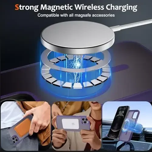 Anuck Case for iPhone 12 Pro Case Magnetic Phone Case Compatible with MagSafe, Soft TPU Bumper Hard Translucent Matte Back Slim Fit Shockproof Protective Cover for Men Women Girls - Dark Purple - 2