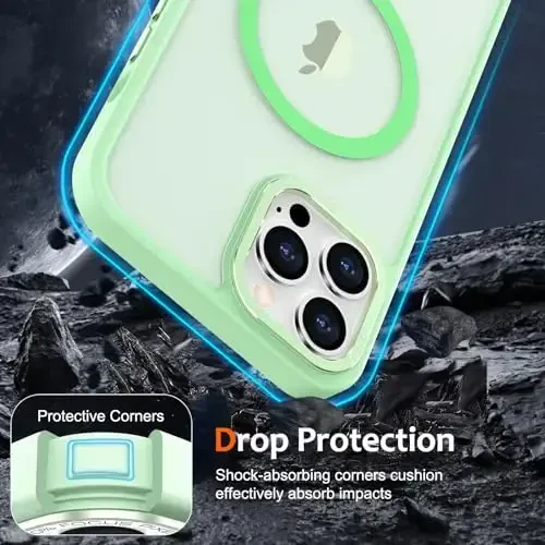 Anuck Case for iPhone 12 Pro Case Magnetic Phone Case Compatible with MagSafe, Soft TPU Bumper Hard Translucent Matte Back Slim Fit Shockproof Protective Cover for Men Women Girls - Green - 4