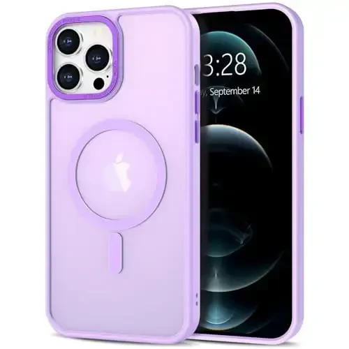 Anuck Case for iPhone 12 Pro Case Magnetic Phone Case Compatible with MagSafe, Soft TPU Bumper Hard Translucent Matte Back Slim Fit Shockproof Protective Cover for Men Women Girls - Light Purple 