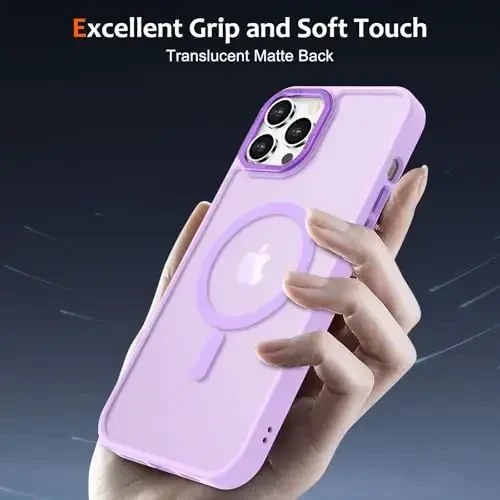 Anuck Case for iPhone 12 Pro Case Magnetic Phone Case Compatible with MagSafe, Soft TPU Bumper Hard Translucent Matte Back Slim Fit Shockproof Protective Cover for Men Women Girls - Light Purple - 5