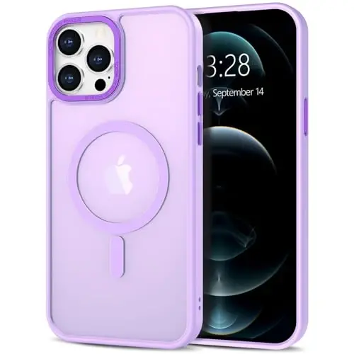 Anuck Case for iPhone 12 Pro Case Magnetic Phone Case Compatible with MagSafe, Soft TPU Bumper Hard Translucent Matte Back Slim Fit Shockproof Protective Cover for Men Women Girls - Light Purple - ANUCK