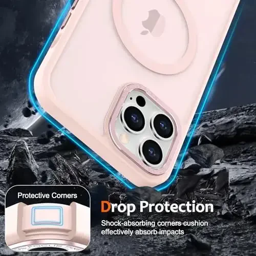 Anuck Case for iPhone 12 Pro Case Magnetic Phone Case Compatible with MagSafe, Soft TPU Bumper Hard Translucent Matte Back Slim Fit Shockproof Protective Cover for Men Women Girls - Pink - 9