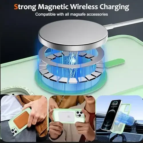 Anuck Case for iPhone 12 Pro Case Magnetic Phone Case MagSafe bilan mos, Yumshoq TPU Bumper Qattiq Yarim Shaffof Matte Orqa Slim Fit Zarba o'tkazmaydigan Himoya Qopqog'i Erkaklar Ayollar Qizlar uchun - Yashil - 2