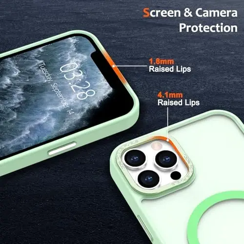 Anuck Case for iPhone 12 Pro Case Magnetic Phone Case MagSafe bilan mos, Yumshoq TPU Bumper Qattiq Yarim Shaffof Matte Orqa Slim Fit Zarba o'tkazmaydigan Himoya Qopqog'i Erkaklar Ayollar Qizlar uchun - Yashil - 3