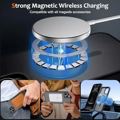 Anuck Case for iPhone 12 Pro Max Case Magnetic Phone Case Compatible with MagSafe, Soft TPU Bumper Hard Translucent Matte Back Slim Fit Shockproof Protective Cover for Men Women Girls - Black - 2