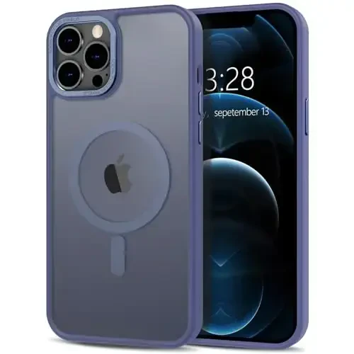 Anuck Case for iPhone 12 Pro Max Case Magnetic Phone Case Compatible with MagSafe, Soft TPU Bumper Hard Translucent Matte Back Slim Fit Shockproof Protective Cover for Men Women Girls - Blue 