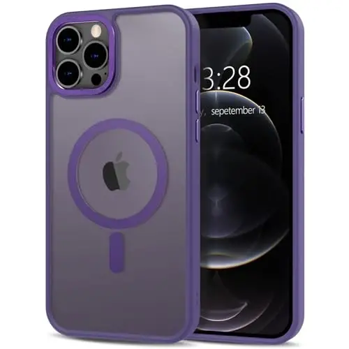 Anuck Case for iPhone 12 Pro Max Case Magnetic Phone Case Compatible with MagSafe, Soft TPU Bumper Hard Translucent Matte Back Slim Fit Shockproof Protective Cover for Men Women Girls - Dark Purple - ANUCK