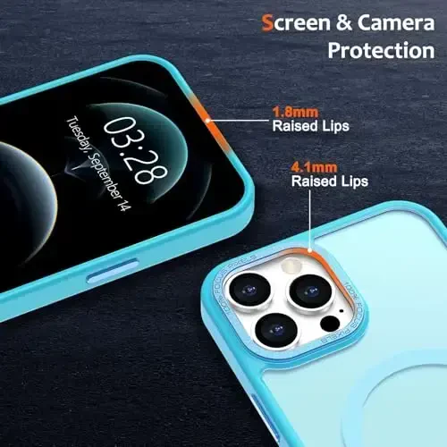 Anuck Case for iPhone 12 Pro Max Case Magnetic Phone Case Compatible with MagSafe, Soft TPU Bumper Hard Translucent Matte Back Slim Fit Shockproof Protective Cover for Men Women Girls - Lake Blue - 3