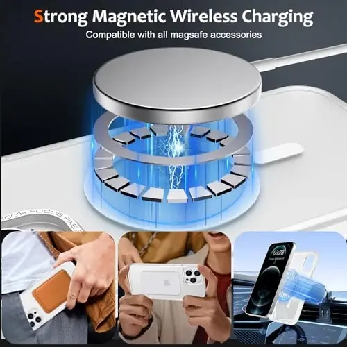 Anuck Case for iPhone 12 Pro Max Case Magnetic Phone Case MagSafe bilan mos, yumshoq TPU bamper qattiq yarim shaffof mat orqa Slim Fit zarbaga chidamli himoya qopqog'i erkaklar ayollar qizlar uchun - Oq - 2
